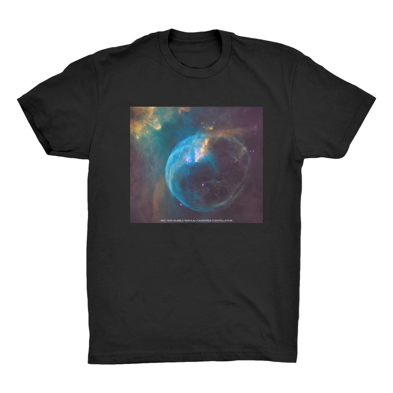 NGC 7635 (Bubble Nebula) | Cassiopeia Constellation Men's Organic Cotton T-Shirt - darkmatterprints - Apparel