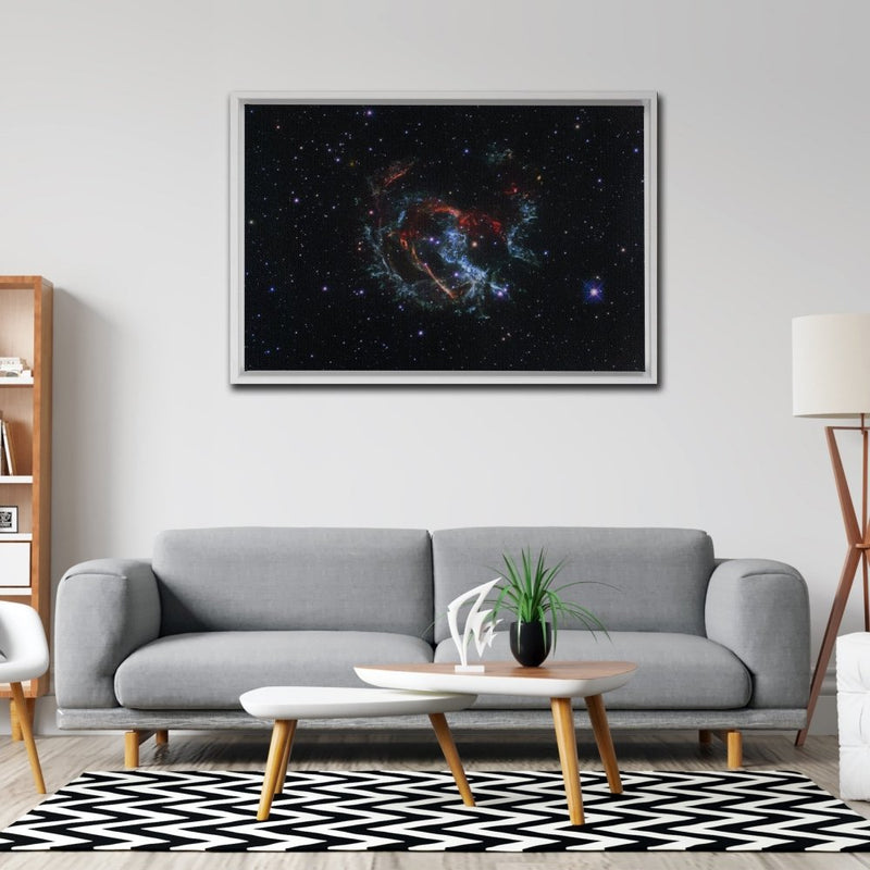 Supernova Remnant 1E 0102.2-7219 Framed Canvas Wraps - darkmatterprints -