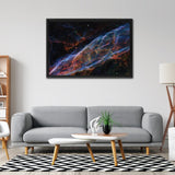 The Veil Nebula Framed Canvas Wraps - darkmatterprints -